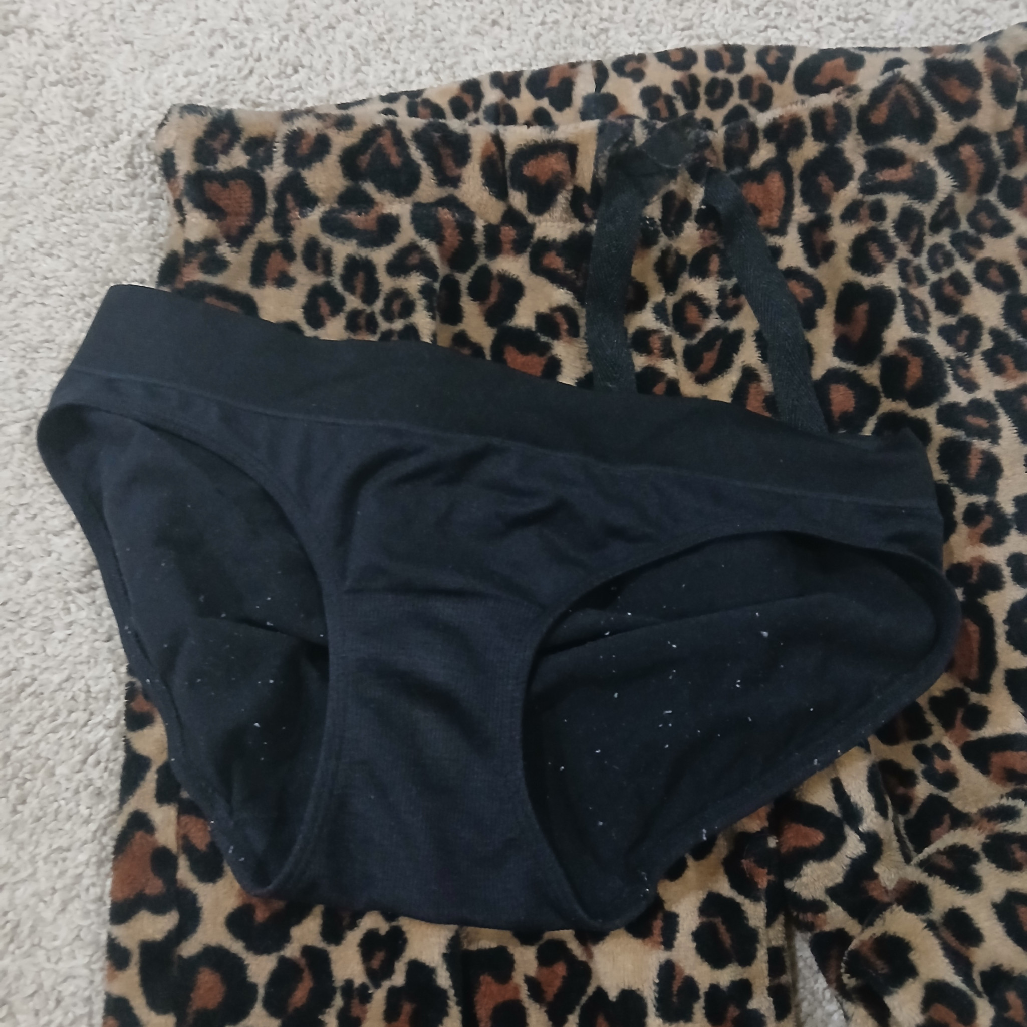 Very Old Black Panties Leopard Print Pajama Pants And Video
